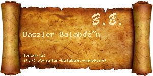 Baszler Balabán névjegykártya